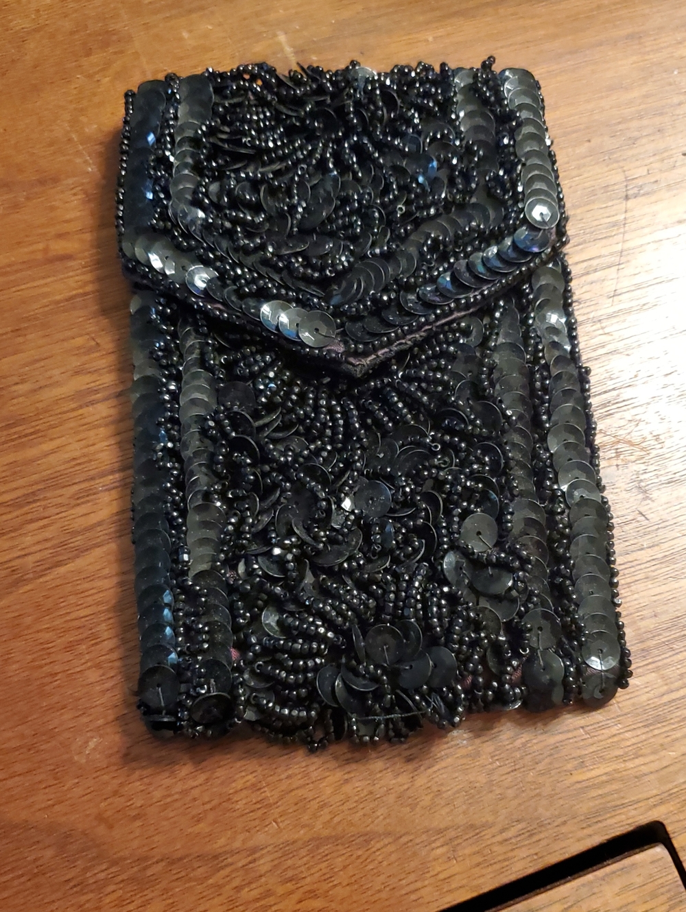 Vintage 1950s Glass Beaded Sequined Evening Hand Bag